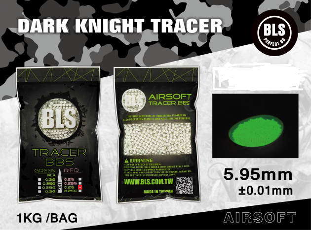 Bolsa 1kg - BLS BBs Dark Knight Tracer 0.25g Alta Precisión para competencia